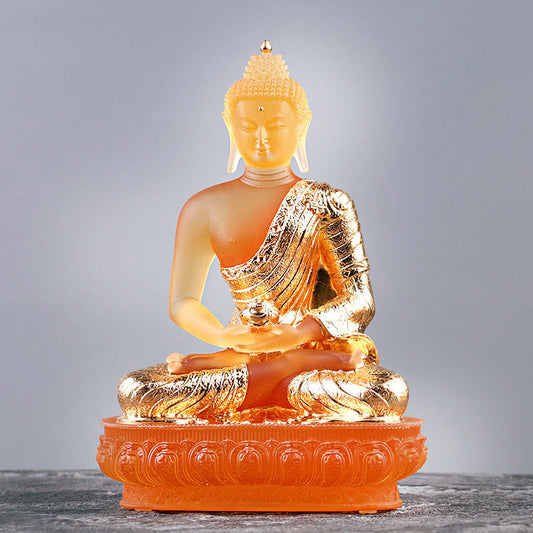 Spirituality Buddha Handmade Figurine Liuli Art Piece Serenity Statue Home Offering Decoration