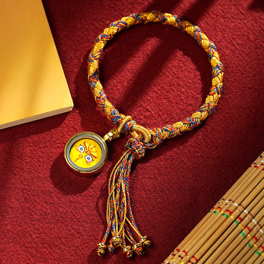 Ancient Tibetan Buddhist Red String Tradition  Handmade Tibetan Five God Of Wealth Dragon Scale Rope Luck Braid Bracelet