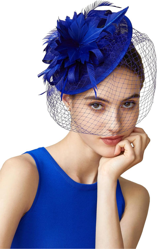 Fascinator Hat Veil Feather Fascinator Tea Party Kentucky Pillbox Derby Hat Bridal Wedding Party