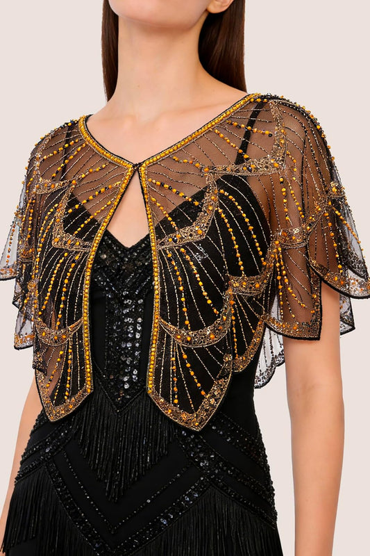 Women's 1920s Flapper Shawl - Sequin Beaded Evening Cape Bridal Shawl Cover Up for Party Accessories