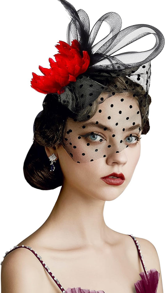 Fascinator Hats for Women - Tea Party Hats Kentucky Fascinators Derby Hat Wedding Cocktail Flower Feathers Hair Clip