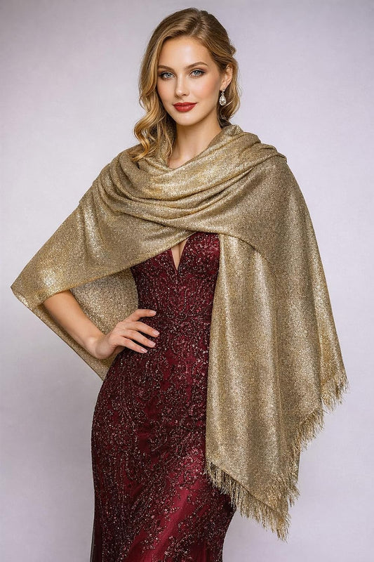 Large Big Oversized Shawl Wrap (79" x 31") - Luxury Soft Metallic Thread Shimmer Scarf Formal Dress