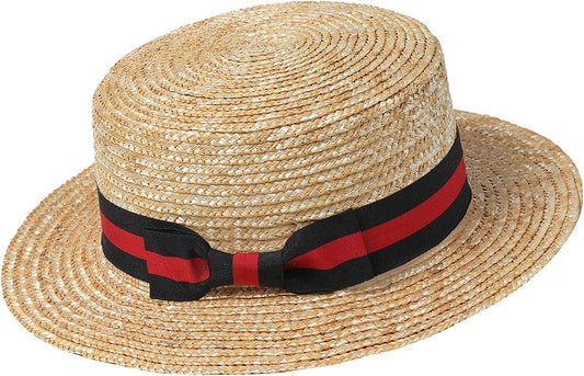 BABEYOND BABYOND Mens Brim Boater Hat Gatsby Straw Panama Hat Fedora Summer Beach Sun Hat 20s Costume Accessories