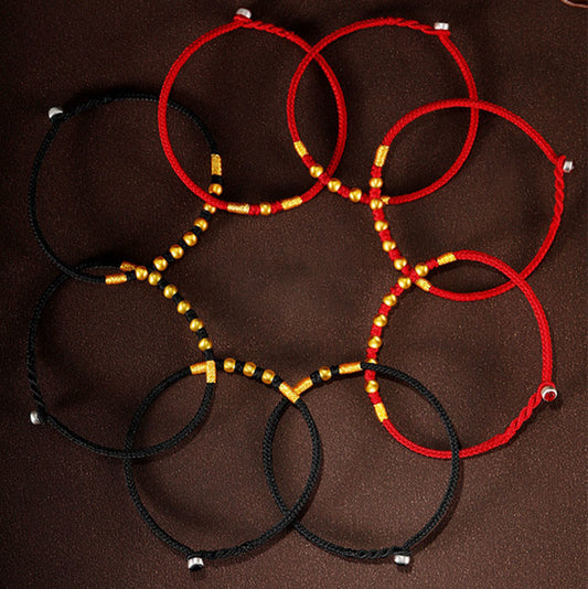 Ancient Tibetan Buddhist Red String Tradition  999 Gold Beads Luck King Kong Knot Handmade Braided Protection Bracelet