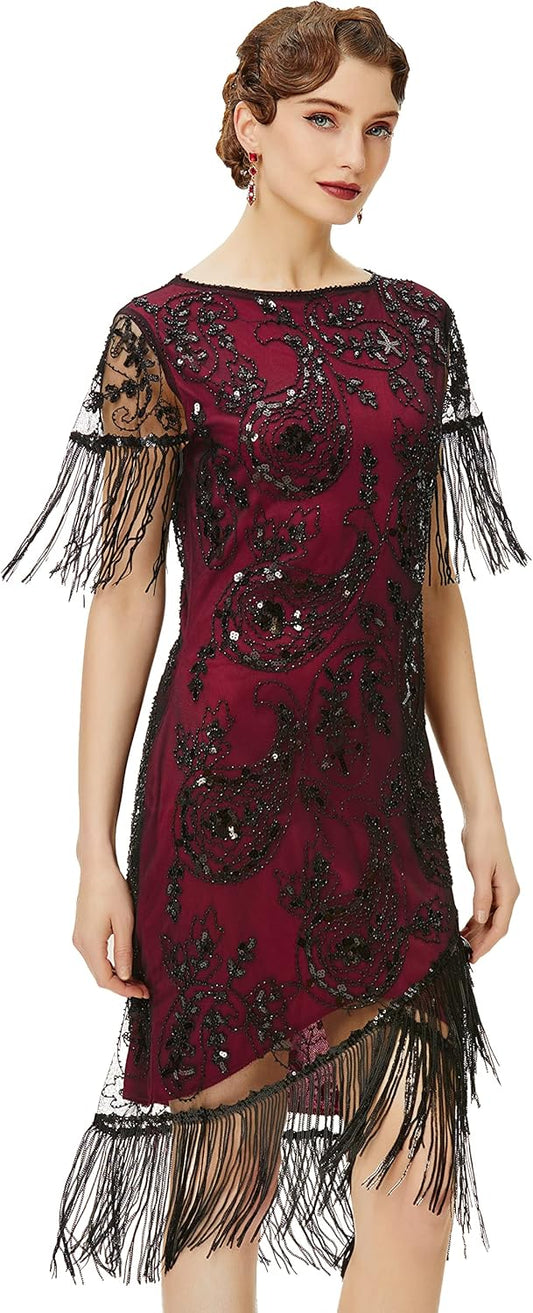 1920s Flapper Dress Great Gatsby Fringed Sequins Dress for Prom Party