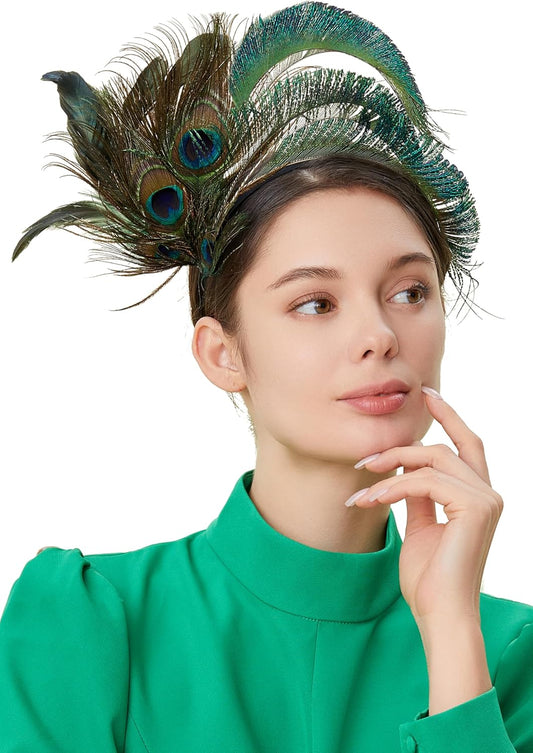 Fascinator Hat Feather Fascinator Hair Clip Tea Party Pillbox Derby Hat Headband for Bridal Wedding