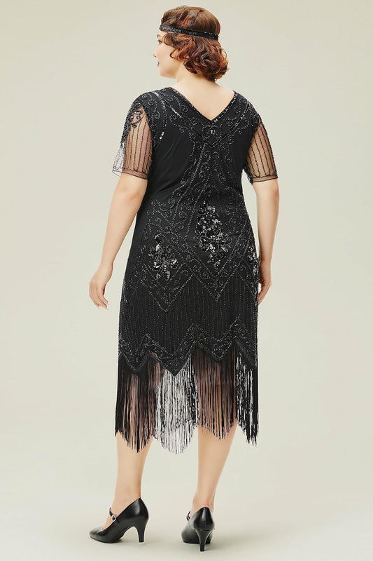 Great Gatsby Dresses Set for Women Plus Size Cocktail Dress 1920s Flapper Costume Set for Women