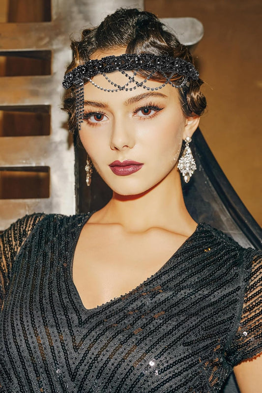 1920s Flapper Headpiece Roaring 20s Headband Great Gatsby Headband Chain for Women Vintage Hair Accessory