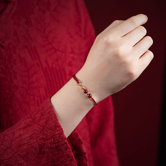 Ancient Tibetan Buddhist Red String Tradition  Cinnabar Blessing Red String 14K Gold Infinity Symbol Bracelet Anklet
