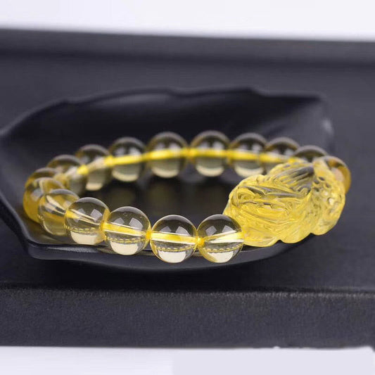Golden Energy Citrine Natural Wealth Solar Plexus Chakra (Third Chakra) Pi Xiu Stretch Bracelet