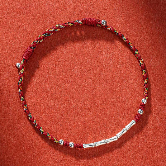 Ancient Tibetan Buddhist Red String Tradition  Tibet Handmade Multicolored Bamboo Protection Braided String Bracelet