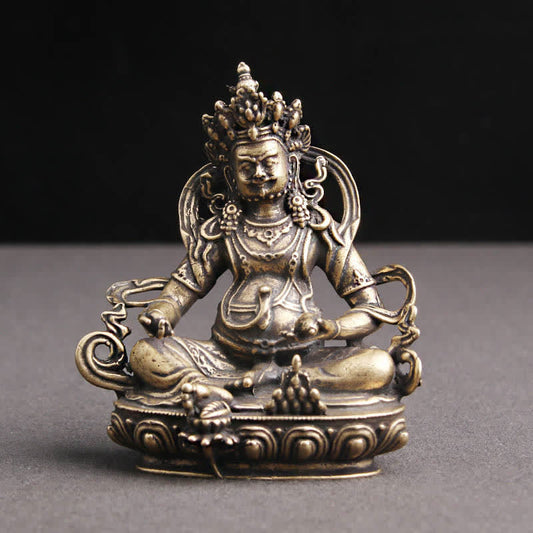 Spirituality Yellow Jambhala Bodhisattva Figurine Serenity Copper Statue Decoration