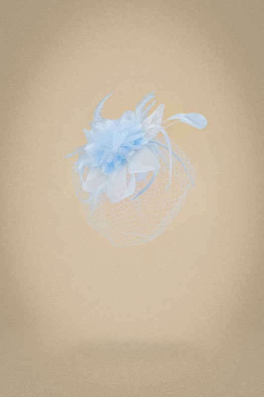 Fascinators Hats for Women - Tea Party Kentucky Fascinator Derby Hat Feathers Flower Mesh Knot Veil Headband Light Blue