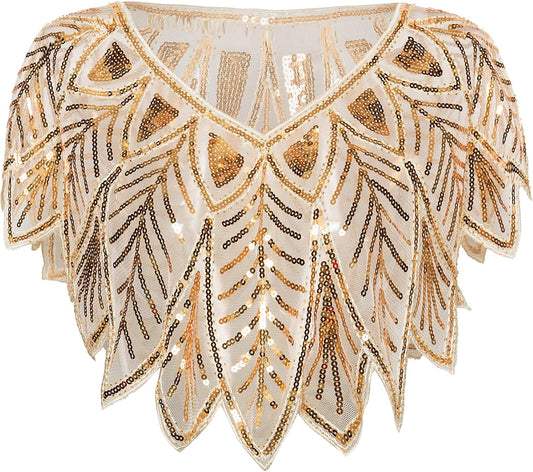 1920s Shawl Wraps Sequin Beaded Evening Cape Bridal Shawl for Evening Dresses Party