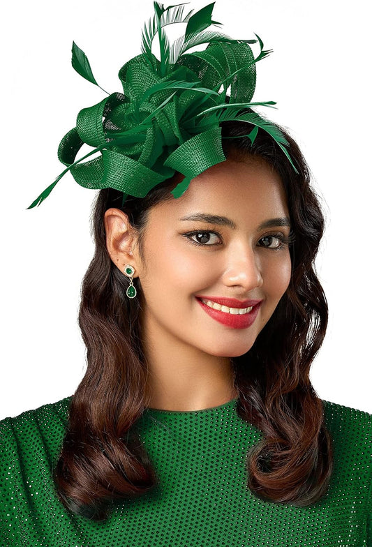 Fascinator Hats for Women - Tea Party Hats Fascinators Kentucky Headband Derby Hat Wedding Feathers Ribbon Headwear