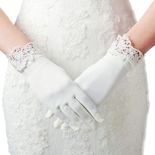 Lace Gloves for Women - Wedding Floral Bridal Gloves Opera Party 1920s Flapper Accessories