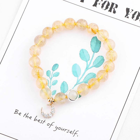 Wealth Solar Plexus Chakra (Third Chakra) Luck Protection Moon Charm Bracelet