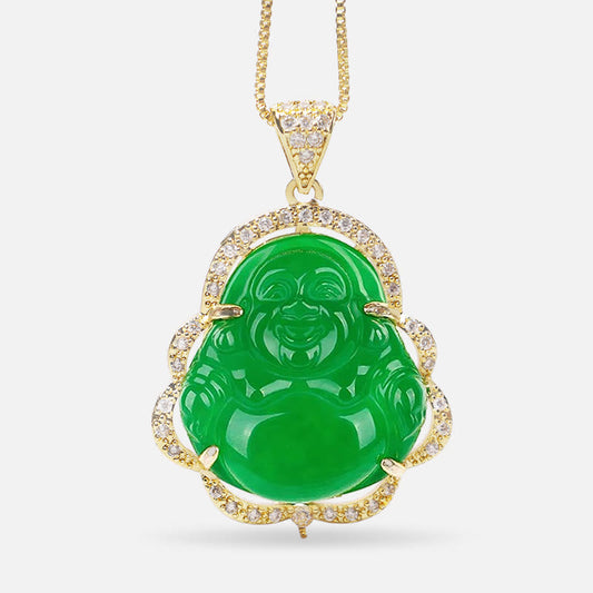 Jade  Good Luck Laughing Buddha Necklace