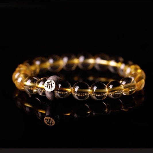 Golden Energy Citrine 925 Sterling Silver Chinese Zodiac Natal Buddha Wealth Solar Plexus Chakra (Third Chakra) Protection Bracelet