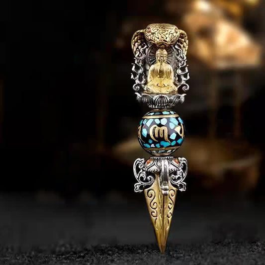 Spirituality Tibetan Om Mani Padme Hum Buddha Wealth Rotation Necklace Vajra Pendant