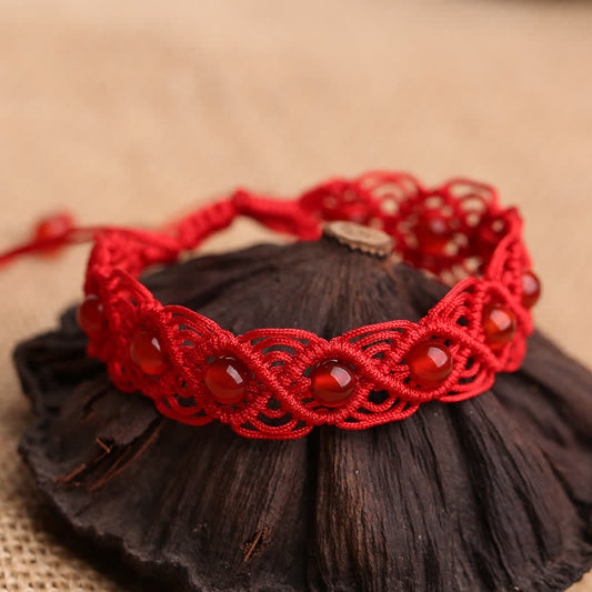 Ancient Tibetan Buddhist Red String Tradition  Red Agate Confidence Red String Bracelet