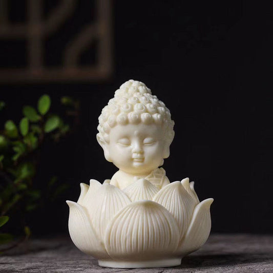 Spirituality Mini Ivory Fruit Tathagata Buddha Lotus Kwan Yin Avalokitesvara Manjusri Samantabhadra Serenity Desk Decoration