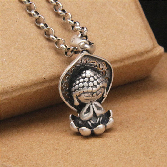 Buddha Energy Necklace 999 Sterling Silver Meditation Buddha Lotus Serenity Necklace Pendant