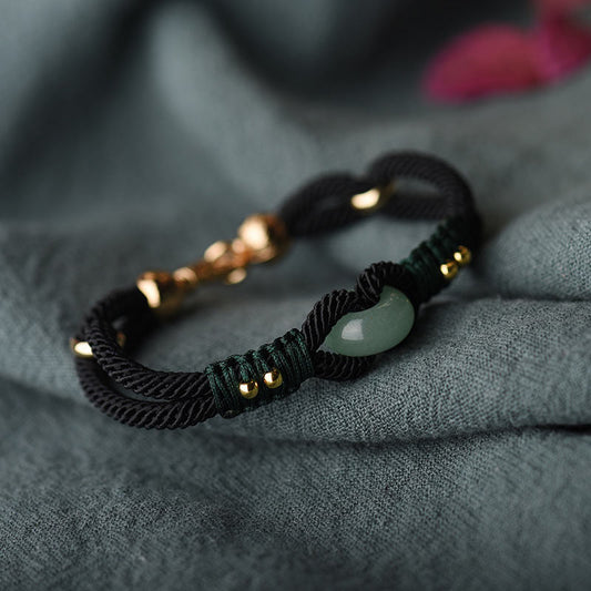 Jade  Tibetan Jade Lucky Black Rope Couple Bracelet