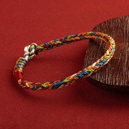 Ancient Tibetan Buddhist Red String Tradition  "May you be healthy and happy" Lucky Multicolored Bracelet