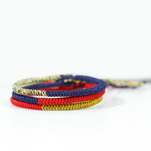 Ancient Tibetan Buddhist Red String Tradition  Tibet Handmade Multicolor King Kong Knot Faith Protection Braided Two-Color String Bracelet