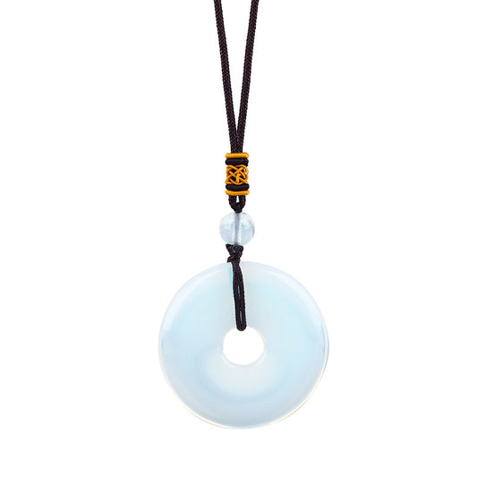 045 Energy-Infused Peace Pendant with Prayer Wheel Natural Stone Amulet for Protection and Tranquility