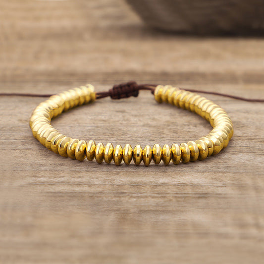 18k Gold, Sterling Silver, White Gold, Rose Gold-Plated Hematite Feng Shui Energy Stone Bracelet