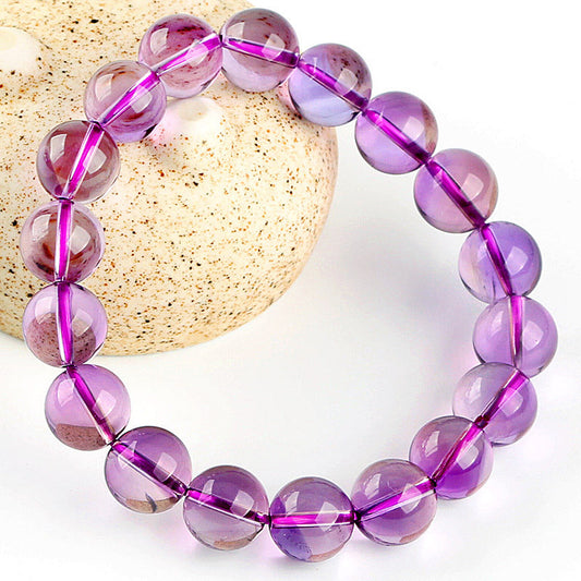 027 Natural Bolivian Amethyst Crystal Bracelet - Ultra Bright Sky Mirror Light Purple Amethyst - Enhance Spiritual Energy, Intuition, and Inner Peace