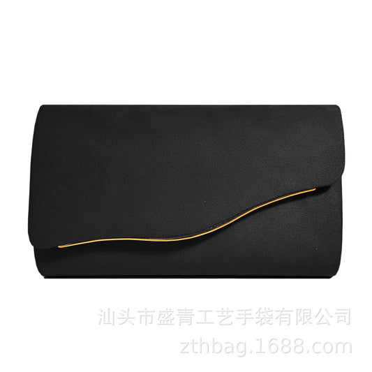 Elegant Satin Evening Clutch Bag for Women, Apricot Wedding Purse, Formal Party Handbag With Gold Chain, Bridal Prom Dinner Bag