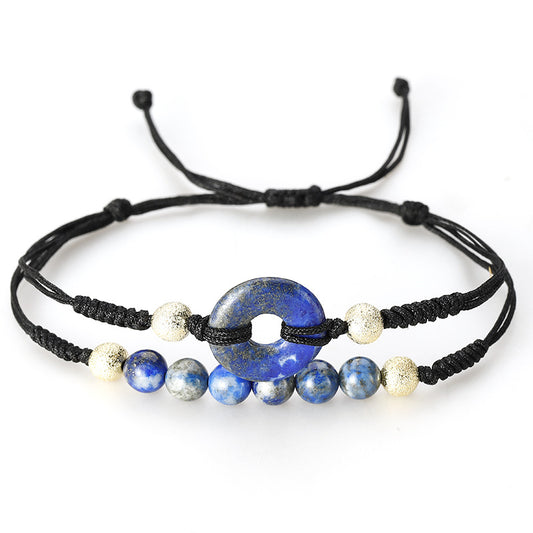 Handmade Energy Stone Bracelet : Obsidian, Red Agate, Amethyst, Green Aventurine, Picture Jasper, Lapis Lazuli, Calcite, Tiger's Eye, Rose Quartz, and Clear Quartz