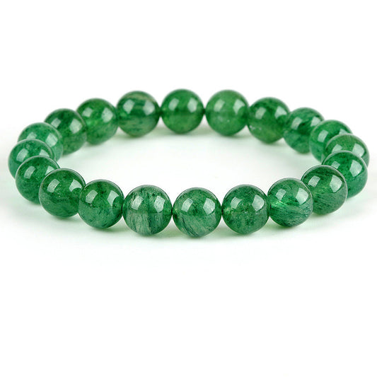 N017 Natural Green Strawberry Quartz Crystal Bracelet : Heart Chakra Healing, Emotional Balance, Inspiration, Confidence Boost, and Clearing Negative Energy