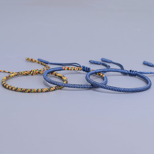 🔵 Spiritual Wisdom and Energy Balance with Navy Blue and Multicolored Rope | Tibetan Lucky Rope Bracelet