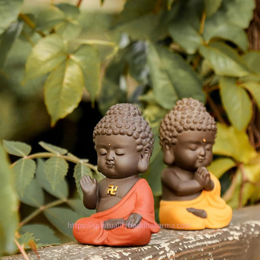 Spirituality Small Buddha Serenity Purple Clay Home Desk Decoration