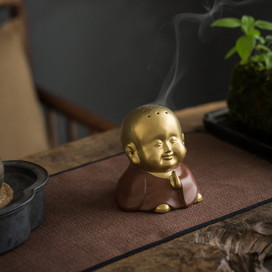 Spirituality Little Buddha Laughing Buddha Ceramic Healing Incense Burner