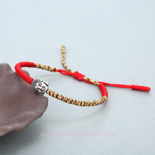 Ancient Tibetan Buddhist Red String Tradition  Handmade Colorful King Kong Knot Buddha Serenity String Bracelet