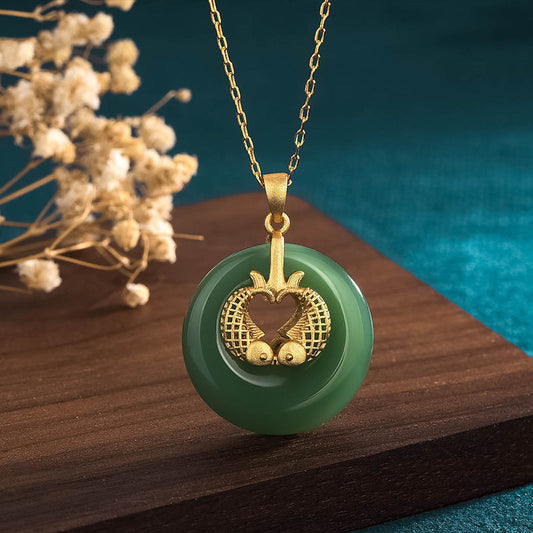 Jade  Cyan Jade Koi Fish Luck Necklace Pendant