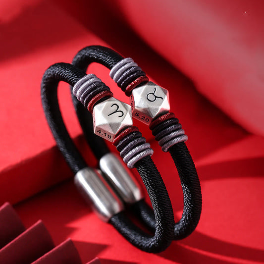 Spirituality Buddha Karma 999 Sterling Silver 12 Constellations of the Zodiac Blessing Handmade String Bracelet