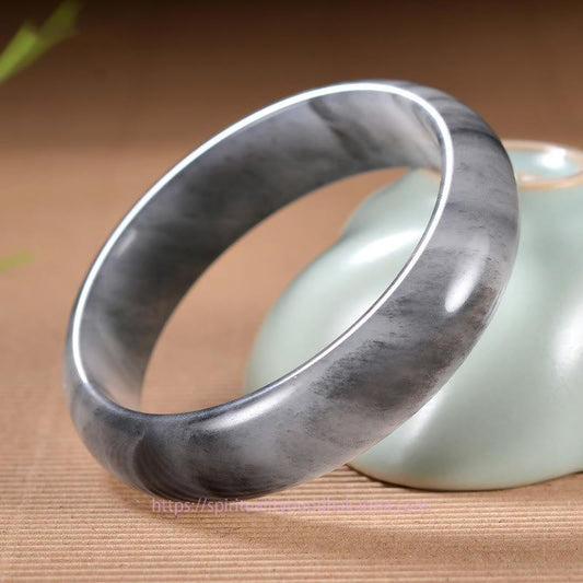 Jade  Natural Ink Color Golden Silk Jade Wealth Bracelet Bangle