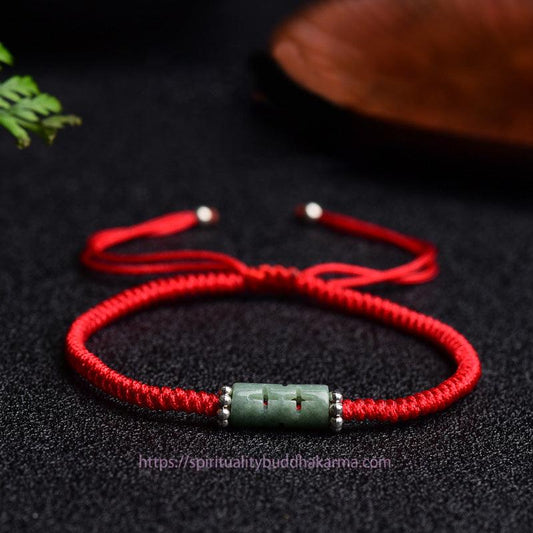 Jade  Natural Jade Companion Lucky Red String Bracelet