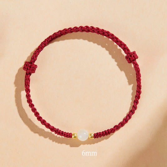 Jade  Handcrafted Round Jade Lucky Bead Prosperity Braided Bracelet