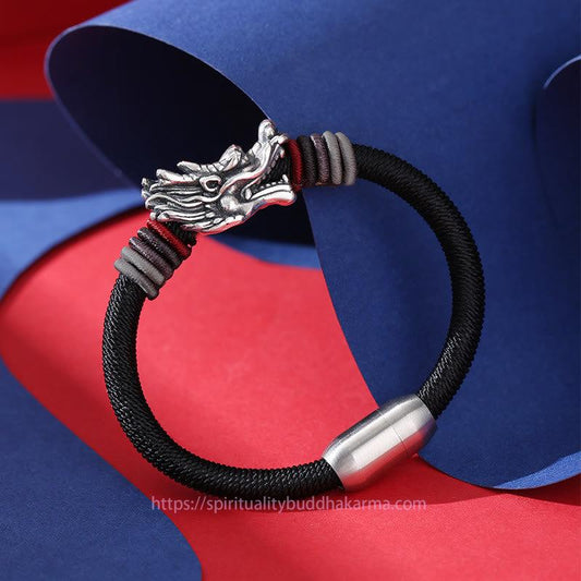 Ancient Tibetan Buddhist Red String Tradition  999 Sterling Silver Dragon Luck Handcrafted Braided Child Adult Bracelet (Extra 30% Off | USE CODE: FS30)
