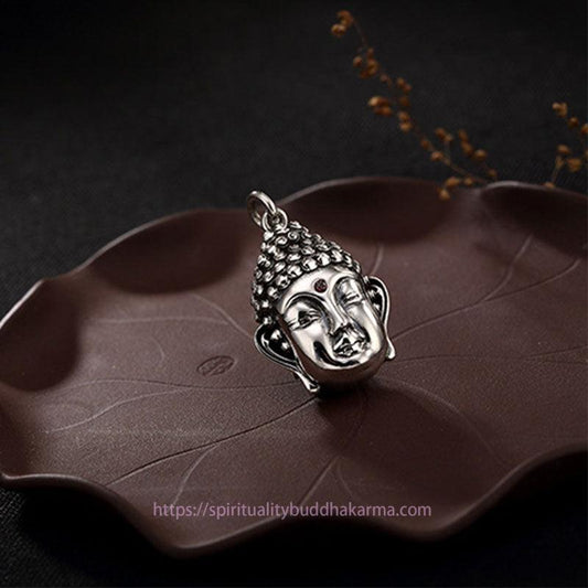 Buddha Energy Necklace 925 Sterling Silver Buddha Head Compassion Necklace Pendant