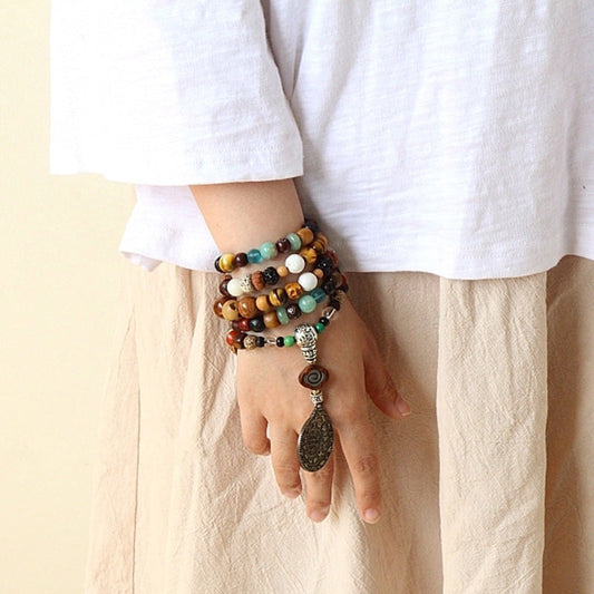 Spirituality Buddha Karma Tibet 108 Mala Beads Nine Palaces Bagua Bodhi Seed Yak Bone Vajra Harmony Bracelet