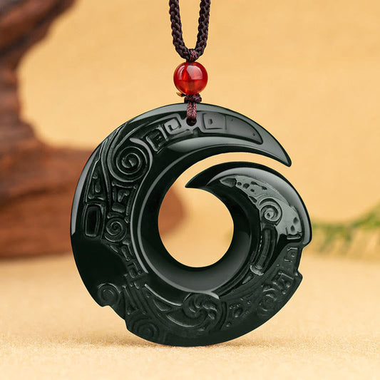 Jade  One's Luck Improves Design Patern Natural Hetian Cyan Jade Success Necklace Pendant