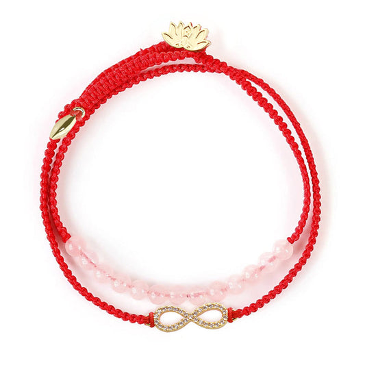 Ancient Tibetan Buddhist Red String Tradition  Tibetan Handmade Lotus Pink Crystal Soothing Red String Bracelet (Extra 30% Off | USE CODE: FS30)